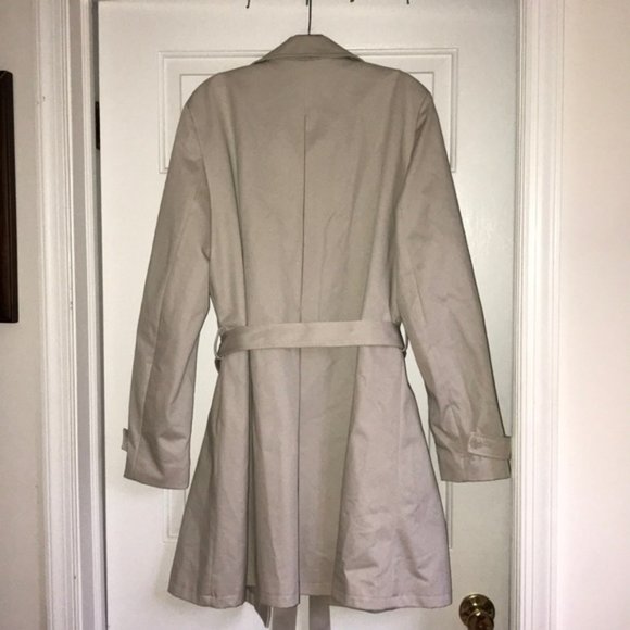 Garnet Hill Khaki Pinstripe Lining Fall 🍂 🍁 Trench Coat - Picture 3 of 7